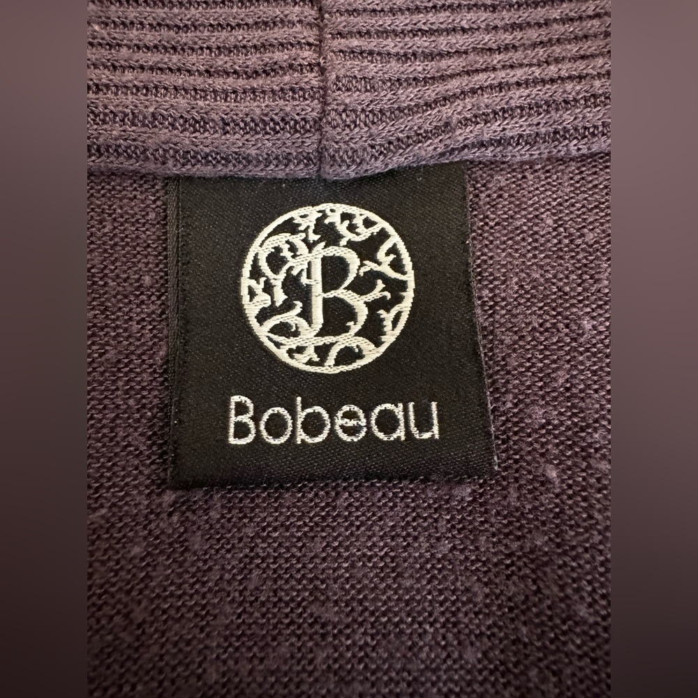 Bobeau Purple Open Front Cardigan Roll-Tab Medium - Picture 3 of 5